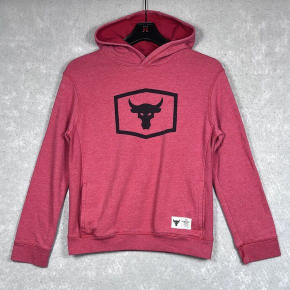 Under Armour Pullover Hoodie Boy Youth L Red Project Rock Blood Sweat Respect - Picture 1 of 13